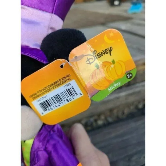 Disney Parks Halloween Mickey Mouse Plush 11" Purple Orange Retired NWT - Picture 6 of 10